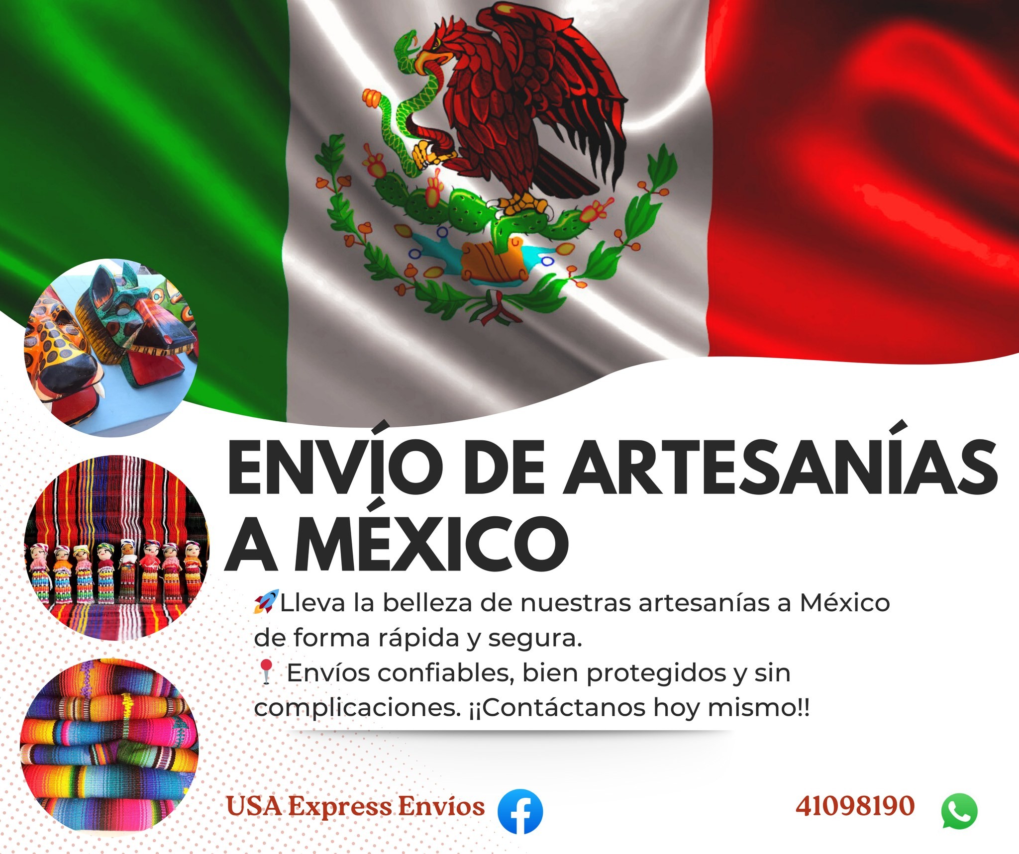 Envíe nuestras artesanías a Mexico